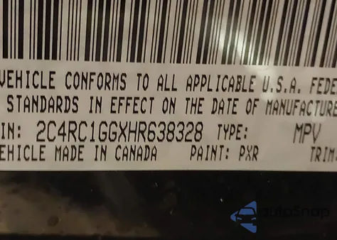 2017 Chrysler Pacifica Limited z USA, uszkodzony, nr VIN 2C4RC1GGXHR638328